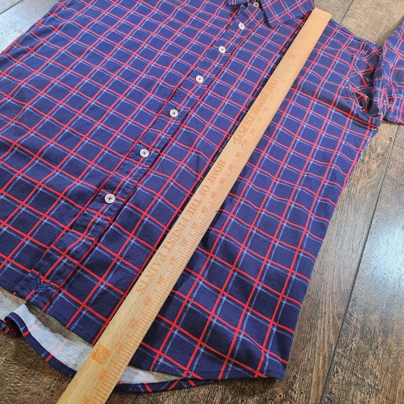 Buttercloth Shirt Men's L Regular Fit Blue Red Check Preppy Flip Cuff Button Up - Picture 10 of 11